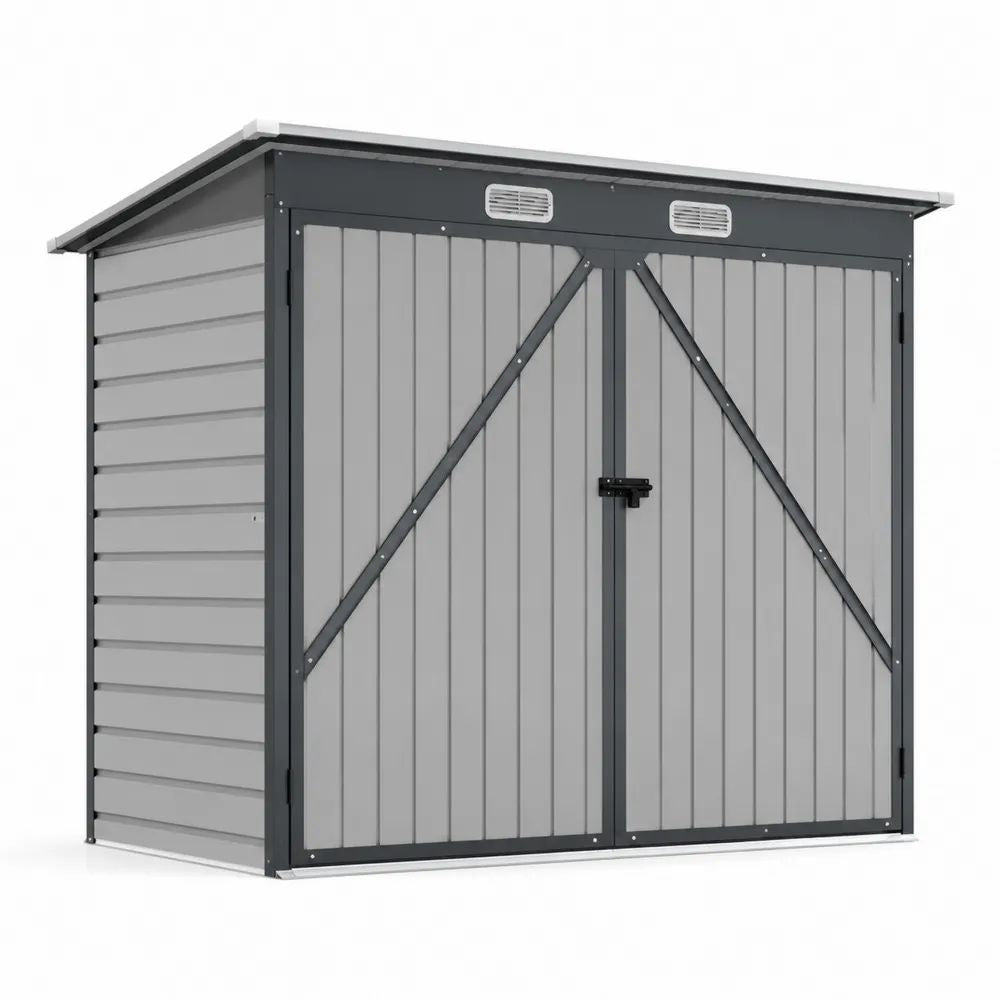 Gartenhaus 300x240x220 cm Grau Stahl mit Doppeltür und verzinkter Oberfläche