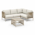 Gartenlounge Set 240x180x70 cm Beige Aluminium Ecksofa mit Tisch und Polsterauflagen