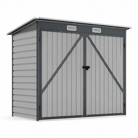 Gartenhaus 300x240x220 cm Grau Stahl mit Doppeltür und verzinkter Oberfläche