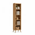 Bücherregal 45 x 35 x 180 cm MDF in Eiche Optik mit fünf Ablagen und Holzbeinen