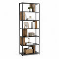 Bücherregal 80 x 35 x 180 cm Stahl Schwarz mit MDF Holzoptik Braun