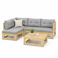 Gartenlounge Set 240 x 180 x 75 cm Natur mit Akazienholz Ecksofa, Tisch und grauen Kissen