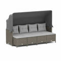 Gartensofa Set 5 teilig Grau mit Polyrattan Geflecht und Sonnendach