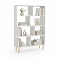 Bücherregal 100 x 35 x 180 cm Weiß mit offenen Fächern und Metallfüßen