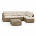 Gartenlounge Set 280 x 210 x 75 cm Beige mit Ecksofa, Couchtisch und Polsterauflagen in Rattanoptik